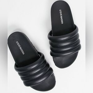 Steve Madden Padded Canny Black Slides‎ sz 8